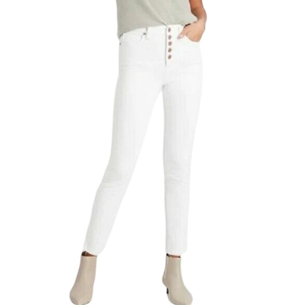 NWT Banana Republic White High Rise Slim Ankle Jeans Button Fly Denim Size 35